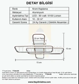 TT Aydınlatma TT324-KR  57 x 17 Profil Krom Kaplama 3 lü Plafonyer Led Avize - 4