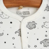 Yenidoğan Bebek Sevimli Fil Kendinden Eldivenli Tulum-Body- Şapka 3lü Set Unisex - 3