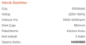 MAX EXTRA MX6190 - 180mm Elektrikli Dik Polisaj Makinası 1010 Watt - 2