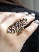 Çiçek Desenli Antik Ayarlanabilir Kadın Yüzük euy1255 thumbnail 2