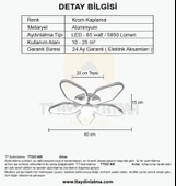 TT Aydınlatma TT337-KR  3 Renk Modüllü Toplu Krom Kaplama Plafonyer Led Avize thumbnail 4