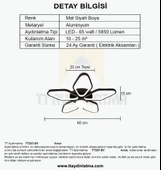 TT Aydınlatma TT337-SY  3 Renk Modüllü Toplu Mat Siyah Plafonyer Led Avize - 4
