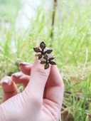 İkili Çiçek Modelli Kadın Antik ayarlanabilir Yüzük Euy1259 thumbnail 3