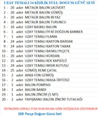 UZAY TEMALI 24 KİŞİLİK FULL DOĞUM GÜNÜ SETİ - 2
