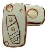 Linea Fiorino Nemo Bipper Uyumlu Nano Anahtar Kumanda Kılıfı Oto Anahtarlık Beyaz Gold thumbnail 1