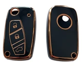 Linea Fiorino Nemo Bipper Uyumlu Nano Anahtar Kılıfı Kumanda Kılıfı Oto Anahtarlık Siyah Gold thumbnail 4