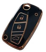 Linea Fiorino Nemo Bipper Uyumlu Nano Anahtar Kılıfı Kumanda Kılıfı Oto Anahtarlık Siyah Gold thumbnail 2