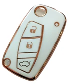 Linea Fiorino Nemo Bipper Uyumlu Nano Anahtar Kumanda Kılıfı Oto Anahtarlık Beyaz Gold thumbnail 2