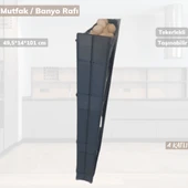 4 Katlı Mutfak Rafı Tekerlekli Organizer Dar Banyo Düzenleyici Motek Siyah Banyo Rafı - 3