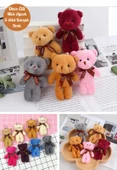 6 Adet Peluş Ayıcık Set Mini Yumoş Çanta Süsü Aksesuarı Anahtarlık Karışık Renk 11 cm - 1