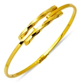 İki Sıra Burmalı 14 Ayar Kaburga Kelepçe Bileklik KLP05 - 1