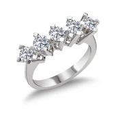 1.50 Karat F Renk HRD Sertifikalı Pırlanta Beştaş Yüzük RMY525 - 1