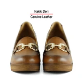 Erkan Saçmacı Hayley Taba Hakiki Deri Tokalı Yuvarlak Burun Dolgu Topuklu Günlük Ayakkabı thumbnail 4