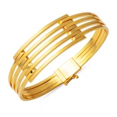 Beş Sıra 14 Ayar Altın Kaburga Kelepçe Bileklik KLP17 - 1