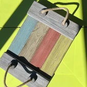 Masif Ahşap Eskitme Country Tarzı Halat Saplı Kahve ve Çay Sunum Tepsisi thumbnail 1