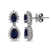 3.16 Ct Pırlantalı Safir Küpe RTK32 - 1