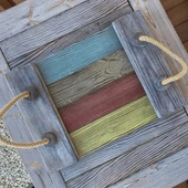 Masif Ahşap Eskitme Country Tarzı Halat Saplı Kahve ve Çay Sunum Tepsisi thumbnail 4