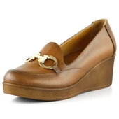 Erkan Saçmacı Hayley Taba Hakiki Deri Tokalı Yuvarlak Burun Dolgu Topuklu Günlük Ayakkabı thumbnail 1