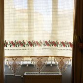 Üç Farklı Ebat Kanaviçe Perde- Gül Demet Kırmızı Renk 200 x 180cm - 1