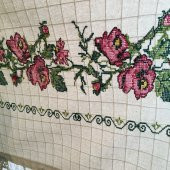 Üç Farklı Ebat Kanaviçe Perde- Gül Demet Kırmızı Renk 200 x 180cm - 2