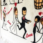 Saçaklı Mutfak El Havlusu 3lü Set Gelin- Damat 100 Pamuk - 1