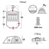 Evolite Excamp 5 Pro Sun Fresh Aile Çadırı UPF80 - 3