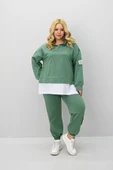Kadın Büyük Beden Uzun Kollu Kapüşonlu Lastik Paça Eşofman Takımı 8180-25 (4253K) - 1