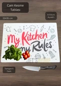 Cam Kesme Tahtası Temperli Kesim Panosu Silikon Ayaklı Kesme Tablası 25X35 cm - 2