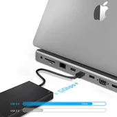 BX12HB 11’i 1 Arada Type-C Çok Portlu Laptop ve Tablet Standı 3.5mm Mic+Gigabit Ethernet+Micro SD/SD+USB 3.0+USB 2.0+VGA+HDMI (UHD 30 Hz/4K)+Type-C (PD) - 4