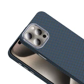 iPhone 15 Pro Max Kılıf Kablosuz Şarj Özellikli Karbon Fiber Görünümlü Gros Kapak thumbnail 7