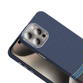 iPhone 15 Pro Max Kılıf Kablosuz Şarj Özellikli Karbon Fiber Görünümlü Gros Kapak thumbnail 9