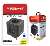 winnboss PRIZ AKIM KORUMA (3 PRIZ 2 USB 1 TYPE C) KARE  PRİZ TİPİ - 1