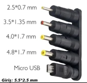 Standart Ucu Çoklu Yedek Adaptör Uç Çevirici (2.5x0.7mm- 4.8x1.7mm- 3.0x1.1mm-4.0x1.7mm- Mıcro Usb) - 1
