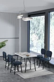 Hayat 70x110cm Sabit Efes Mutfak Masası, Mutfak Masası Takımı, Yemek Masası, 4 Lacivert Sandalye - 1
