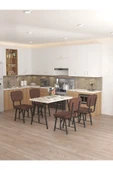 Hayat 70x110cm Sabit Efes Mutfak Masası, Mutfak Masası Takımı, Yemek Masası, 4 Kahverengi Sandalye - 1