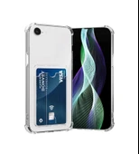 iPhone 16E Uyumlu Kamera Korumalı Şeffaf Kartlıklı Kılıf - 1