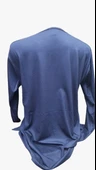 V Yaka Uzun Kol Bayan Yazlık Penye Bluz Lacivert Renk - 2