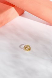 Gold Çengel İğne, Zirkon Taşlı Kıkırdak Küpe - 1