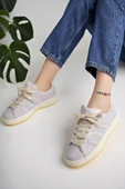 Muggo KAMPUS Garantili Kadın Ortopedik Günlük Bağcıklı Yürüyüş Koşu Sneaker Spor Ayakkabı  LİLA 39 - 6