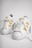 Muggo KAMPUS Garantili Kadın Ortopedik Günlük Bağcıklı Yürüyüş Koşu Sneaker Spor Ayakkabı  BEYAZ ALTIN 37 - 5
