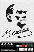 ATATÜRK RESİM VE İMZA STICKER 30 x 33 cm - 1