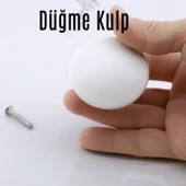 Mantar Kulp Düğme 10 ADET Mobilya Dolabı Çekmece Mutfak Dolap Kulpu Kulbu Plastik Beyaz thumbnail 3