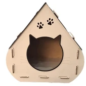 KEDİ EVİ TEK KATLI KEDİNİZE ÖZEL İSİMLİ - 1