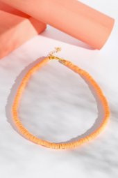 Turuncu -2  Fimo Boncuk Kolye, Choker Kolye - 1