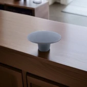 Mantar Kulp Düğme 10 ADET Mobilya Dolabı Çekmece Mutfak Dolap Kulpu Kulbu Plastik Gri thumbnail 5