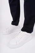 Muggo RİDER Bağcıklı Hakiki Deri Kalın Taban Erkek Günlük Sneaker Spor Ayakkabı  BEYAZ 41 - 5