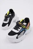 Muggo PANTER Kalın Taban Cırtlı ve Bağcıklı Unisex Çocuk Sneaker Spor Ayakkabı  MAVİ 28 - 1