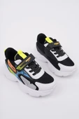 Muggo PANTER Kalın Taban Cırtlı ve Bağcıklı Unisex Çocuk Sneaker Spor Ayakkabı  MAVİ 28 - 4