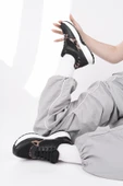 Muggo MELODY Kadın Kalın Taban Günlük Leopar Desenli Bağcıklı Sneaker Spor Ayakkabı  SİYAH 39 - 7