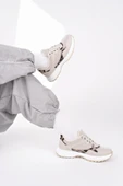 Muggo MELODY Kadın Kalın Taban Günlük Leopar Desenli Bağcıklı Sneaker Spor Ayakkabı  TEN 38 - 5